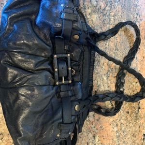 Black leather shoulder bag